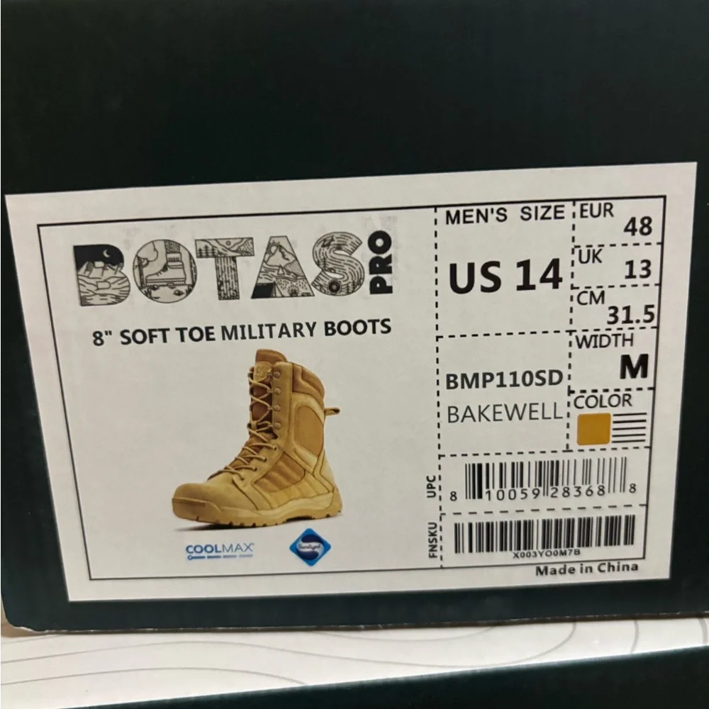 Men’s 8 inch side zipper rubber sole tactical boots - Picture 2 of 7